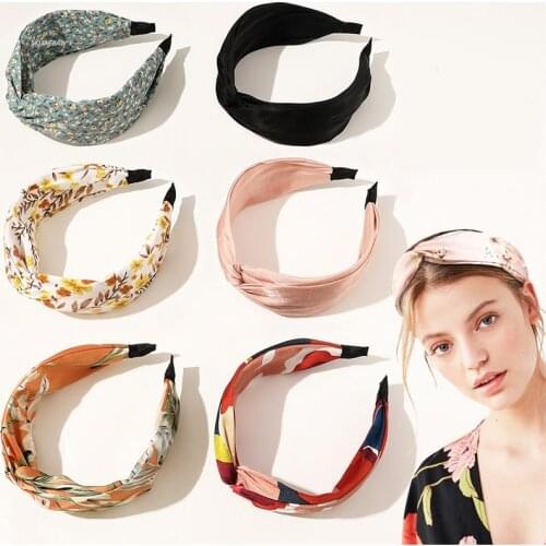 Fashion Headband Cross Broadside Hair Bands Women Elegant Flower Pattern Hair Hoop Bezel Headbands Hair Bands Hair Accessories
