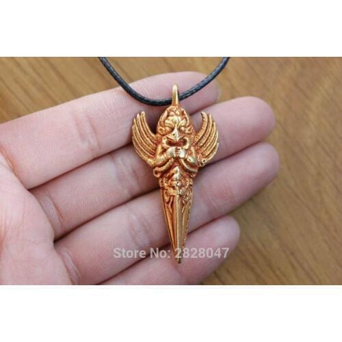 PN903 Ethnic Tibetan Brass Dapeng Amulet Handmade Nepal Metal Vajra Men Pendant Tibetan Collectibles