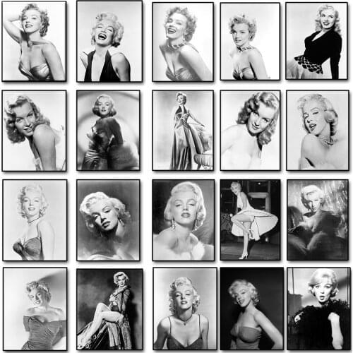 Marilyn Monroe Movie Posters And Prints Living Room Wall Art Canvas Painting Black White Portraits Home Decor Pictures Cuadros