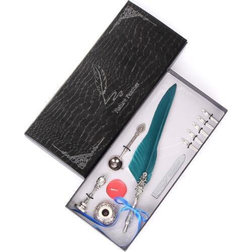 New European Feather Pen Creative Business Gift Signature Pen Personality Design Multicolor Student High Quality Stationery Set
