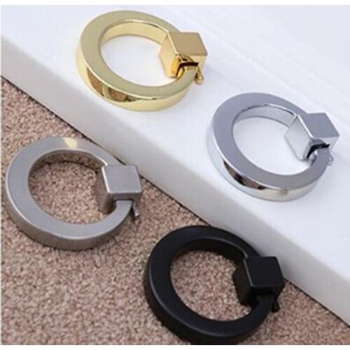 Bright alloy Cabinet Knobs and Handles for Drawer Cabinet Door Wardrobe Black Hanger Pull Ring Handle Single Hole with Screw