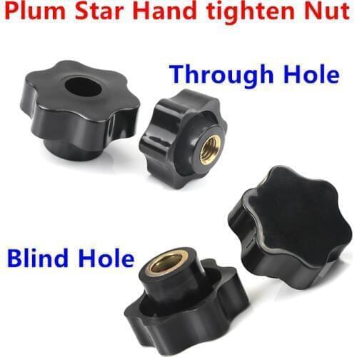 Knob Hand Nut M5 M6 M8 M10 Plum Bakelite hand tighten nuts Handle Thread Star Mechanical Black Thumb Nut Clamping Manual Nuts