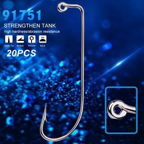 BATTLEBASS Fishing hook 20pcs/bag 90 Degree Jig Fly Tying Strong Wire Saltwater Freshwater Fish Hook Aberdeen jig fishing