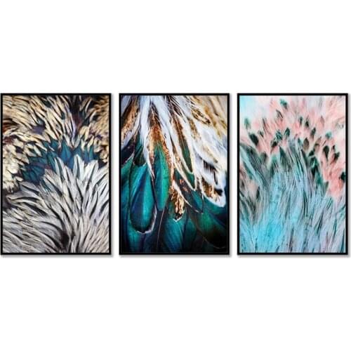 Modern abstract blue green golden feather 5D diamond painting mural art diamond embroidery living room interior decoration