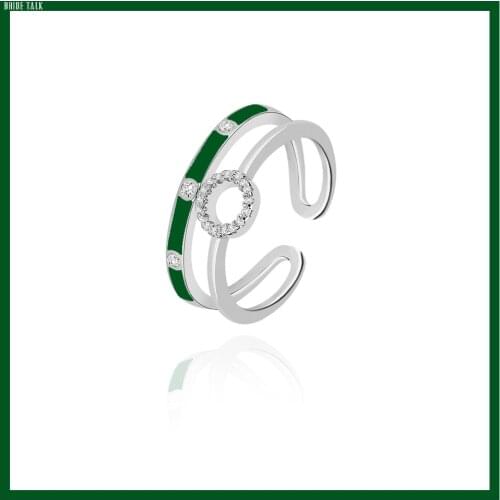 TIRIM Color Oil Zirconia Clasic Vintage Style Resizable Rings Jewelry for Girls and Women Colorful Gift Daily