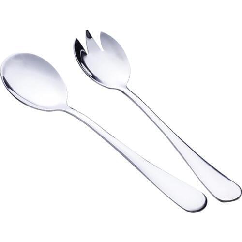 2PCS Heavy Duty Stainless Steel Salad Fork and Spoon Serving Set for Party Home Restaurant