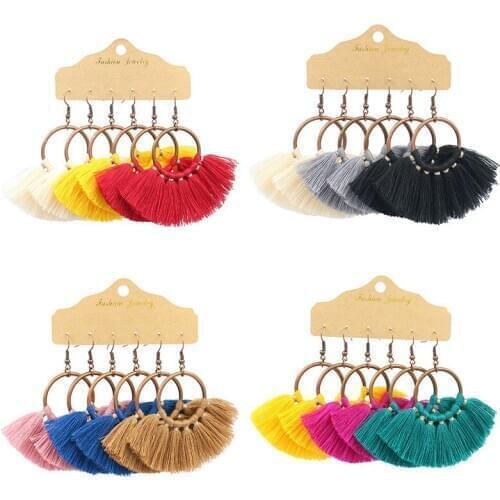 2020 New Earrings Female Bohemian Round Tassel Earrings Earrings Set Dangle Earrings Earrings for Women