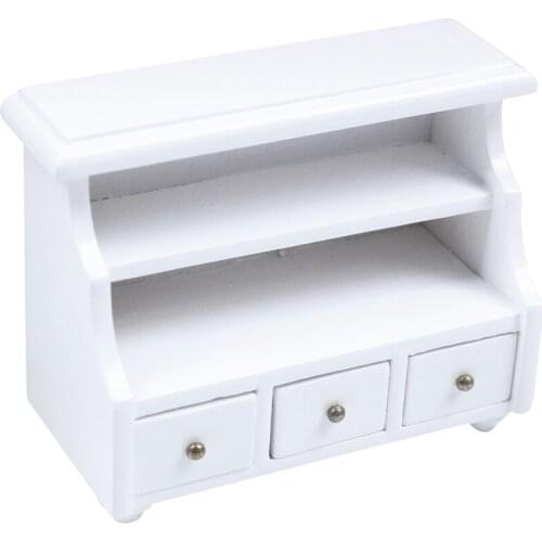 1/12 Dollhouse Miniature Furniture Bathroom Cabinet Toilet Cabinet White