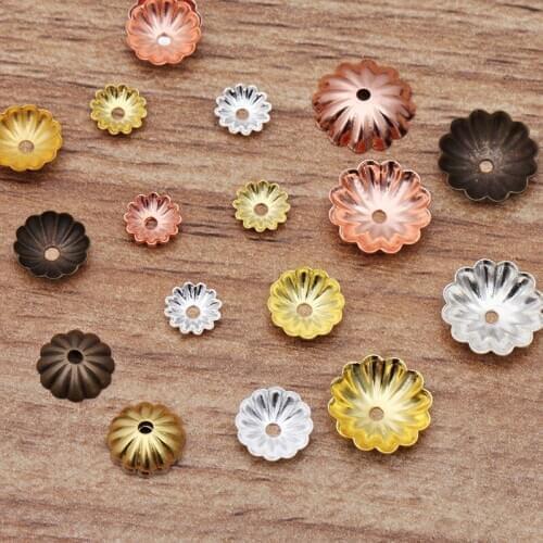 1000pcs 6-8-10mm Metal Brass Filigree Flowers Bead Caps Charms Base Settings DIY Handmade Jewelry Findings