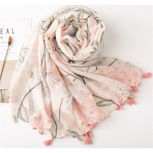 2020 Newest Floral Pattern Cotton Tassel Scarf 10pcs/lot