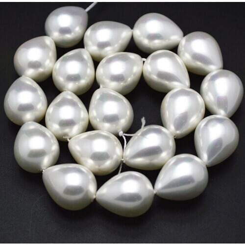 16x20mm White Shell Smooth Drop Loose Beads Jewelry Making Supplies Free Shipping 5Strand/Lot