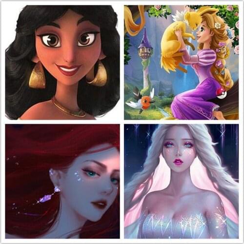 Disney 5D DIY Diamond Painting Princess Full Circle Diamond Embroidery Kit Three-dimensional Exquisite Simple Home Decoration