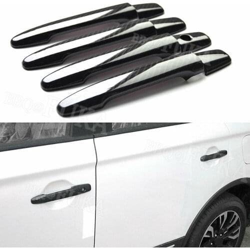 Carbon Fiber Style Car Door Handle Cover For Mitsubishi Lancer EX Evolution 2008-2017