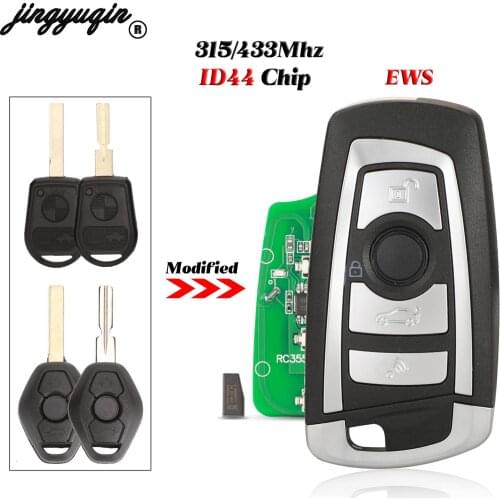 Jingyuqin Cut/Uncut EWS Modified Flip Remote Key 4 Button 315MHz/433MHz ID44 Chip Transmitter for BMW EWS X3 X5 Z3 Z4 E38 E39