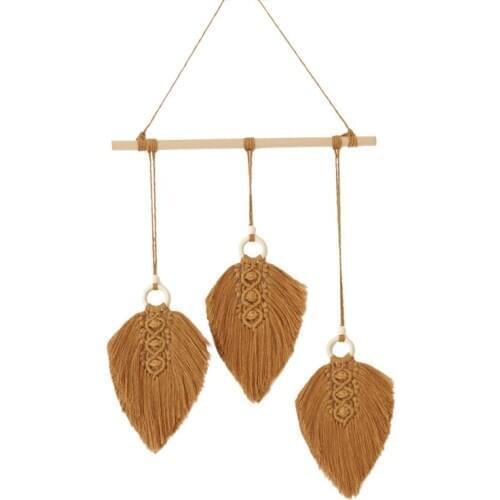 Elegant Hand-woven Tassels Leaves Tapestry Bedroom Wall Hanging Pendant Art Wall Q6PD