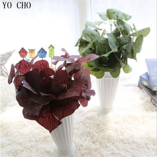 YO CHO Artificial Flowers Leaf Leaves For Bouquet Garland 38cm Bonsai Decoration Fake Para Christmas Wedding Decoration material