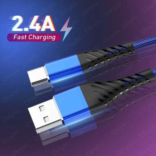 2.4A USB-C Cable Super Fast Charging 1M/2M Wire For Huawei Samsung Note 9 Quick Charge Mobile Phone Accessories USB Type C Cable
