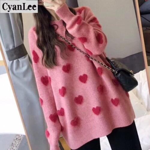 Korean Loose Sweater Women Jumper 2020 Fall Winter Korean Kawaii Cute Pullover Sweater Female Knitwear