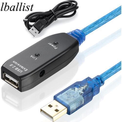 Lballist USB 2.0 Extension Cable Male to Female M/F Active Repeater Built-in IC Chipset Dual Shielded 5M 10M 15M