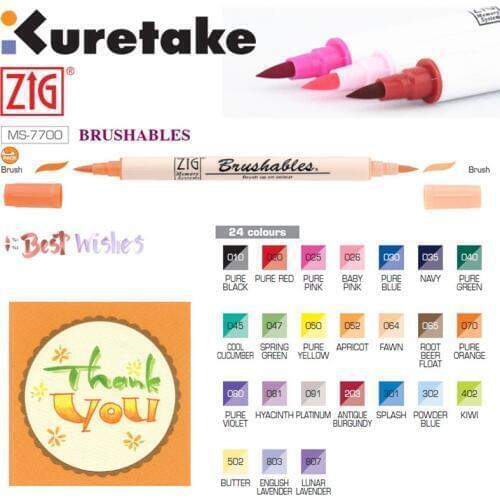 ZIG Kuretake Marker Pens MS-7700 Watercolor Brush Pens Waterproof BRUSHABLES Painting Twin Tip Dark & Light Single Piece Japan