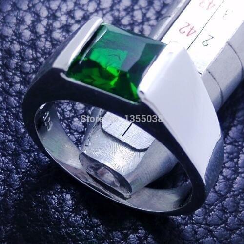 Fashion Jewelry Jewellery Mens Princess cut simulatedbirthstone Silver color Wedding Ring Sz 8-12 Free shipping