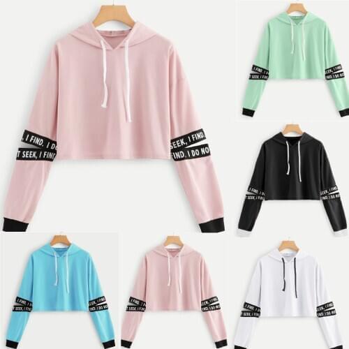 Fashion Hoodies Women Letter Drawstring Hoodie Cut Out Sleeve Sweatshirt Women Spring Hooded Long Sleeve Pullover Tops moletom