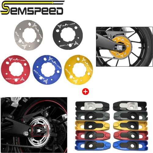 MT-15 logo For Yamaha MT 15 MT15 2018 2019 2020 CNC Transmission Belt Pulley Cover Rear Wheel Chain Regulator Adjuster Plate Kit