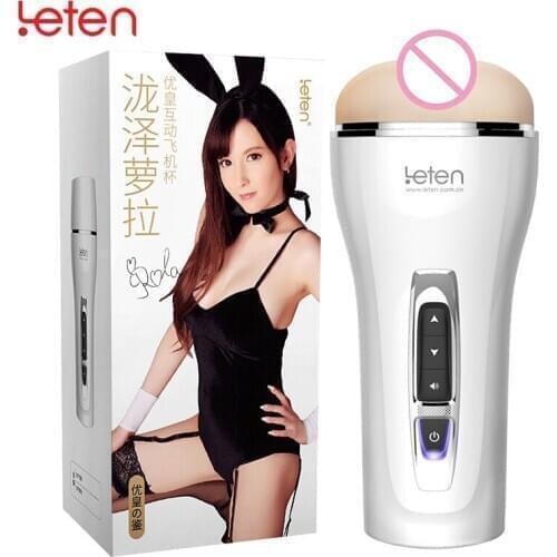 Leten Automatic Voice Interaction Male Masturbator Electric Deep Throat Blowjob Tongue Vibrating Sex Machine Men Pocket Pussy