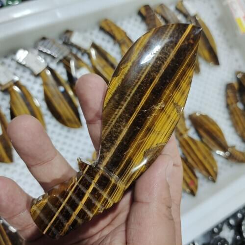 Natural Quality Yellow Tiger Eye Stone Loose Nepal knife