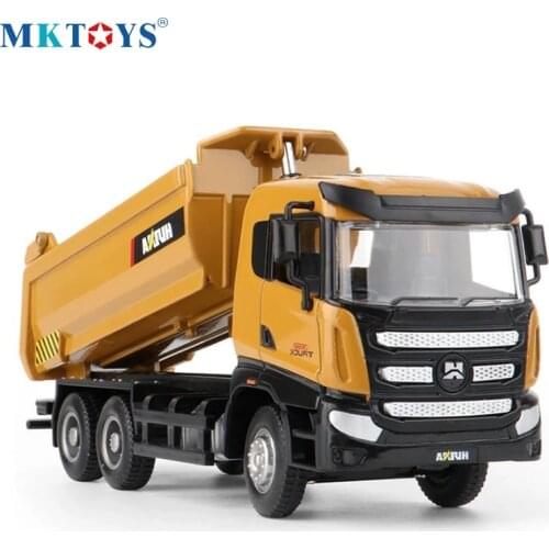 Newest 1:50 HUINA 7718 Alloy Dump Truck Model Simulation Engineering Construction Vehicle Toy Excavator Car Gift for Children