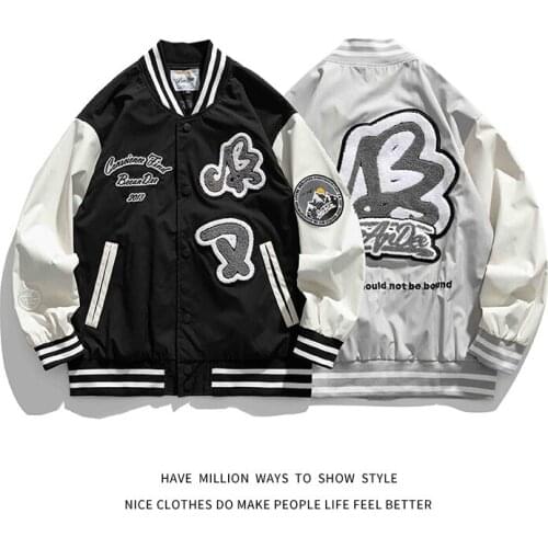 2021 New Autumn Towel Embroid Thin Light Mens Letter Bomber Coat Unisex Womens Oversize Baseball Varsity Jacket Campus Street