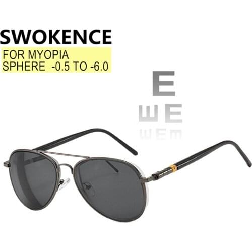 SWOKENCE Prescription Sunglasses Polarized Or UV400 Lenses Women Men Short Sighted Glasses Myopia -0.5 to -6.0 Astigmatism F158