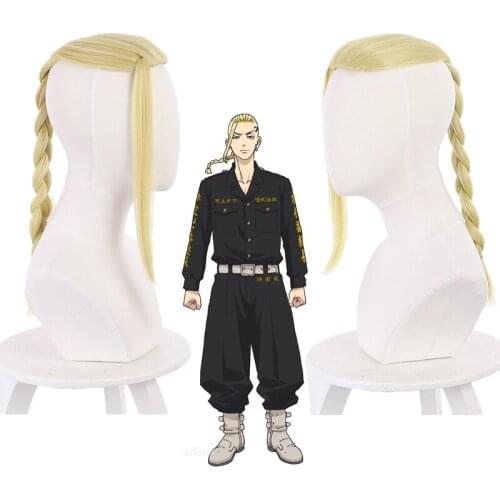 Tokyo Revengers Ryuguji Ken Cosplay Wigs Anime Golden Twist Braid Yellow High Temperature Resistance Synthetic Hair Halloween