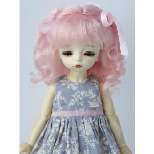 BJD Wig JD187 6-7inch 16-18cm Long Curly Princess Mohair Wig with Two ponytails 1/6 YOSD Doll accessories