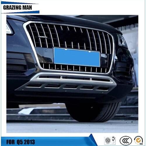 Stainless Stell Front And Rear Back Protector Silver Protector Plate Car Plate Bar Bumper Guard For AUDI Q5 2009-2015
