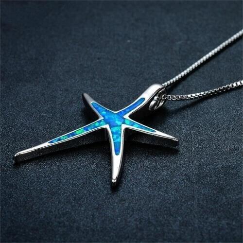 Popular jewelry new artificial Opel pentagram starfish female necklace fashion jewelry girl party accessories birthday gift