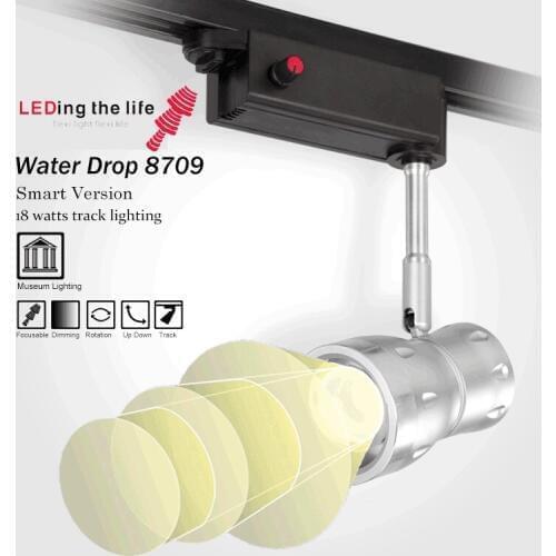 Industrial 18W COB LED track light adjustable dimmable focusable rail lamp spotlight for shop store museum art gallery lighting