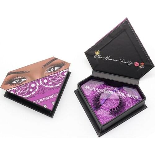 Lashes 3D Wholesale Vendor 25mm with Packaging Real Mink False Eyelash Strip Mink Lashes Custom Purple Bandana Diamond Lash Case