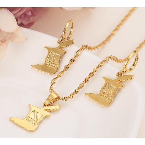 Gold color Trinidad and Tobago Map Flag drop earrings pendant Trendy Jewelry Gifts party women girls kids party Jewelry sets