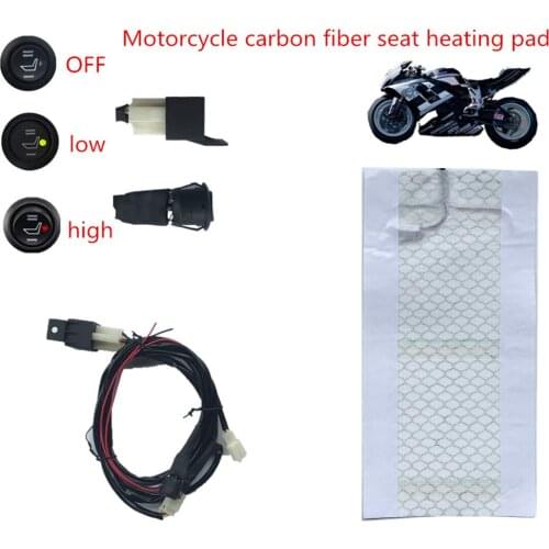 Universal 12V Motorcycle Carbon Fiber Waterproof Seat Heating Pad Heater Round Switch High and Low ATV UTV E-BIKE