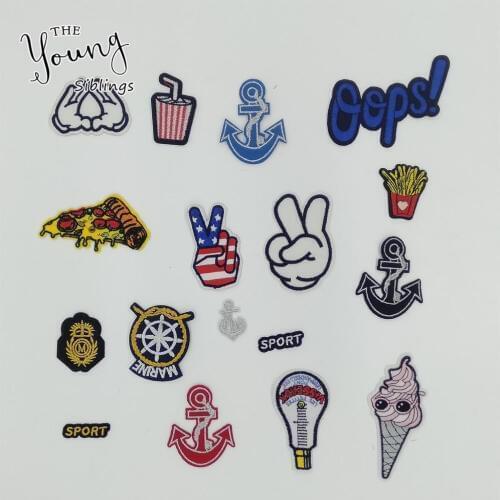 High quality Hot melt adhesive Patch Applique Embroidery DIY Sewing Badges Iron on patch Decoration Clothing Accessory C386-C413