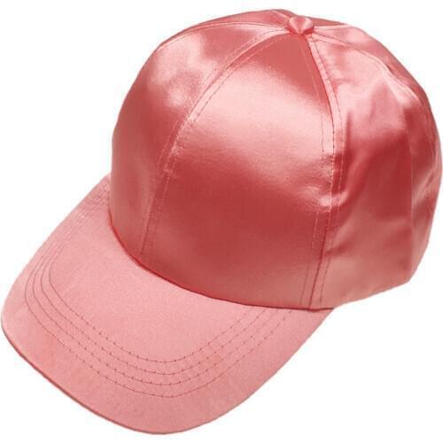 Womens Baseball Cap Plain Satin Caps Casual Hats Coral Pink Champagne Black