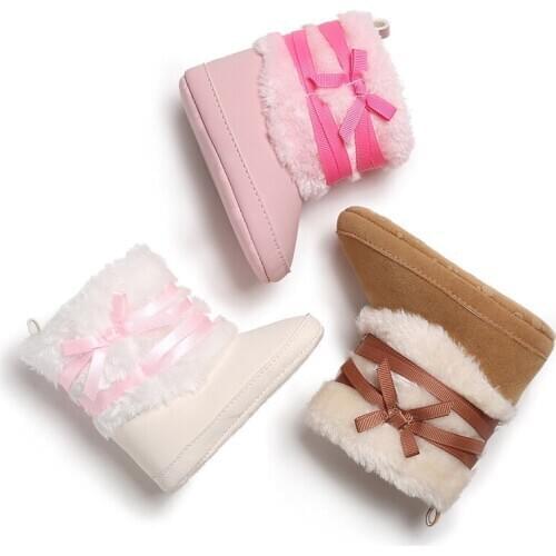 Winter Faux Fur Baby Shoes Girls Boys Warm Anti-Slip Casual Warm Sneakers Toddler Soft Soled Walking Shoes