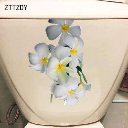 ZTTZDY 22.3*16.6CM Beautiful Frangipani WC Decor Toilet Sticker Creative Home Wall Decal T2-0609