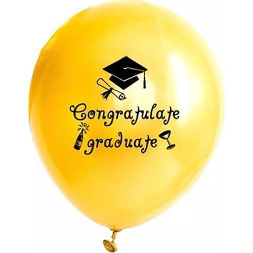 10 pcs 12-Inch Graduation Season Latex Balloons Single-Print Graduation Caps Printed Balloons Graduation Carnival Balloons