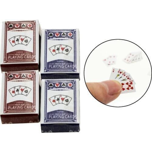 2 Sets Miniature Poker 1:12 Mini Dollhouse Playing Cards Doll House Poker Accessories