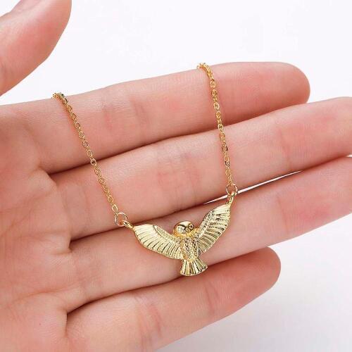 Chandler 3D Owl Necklace Cute Bird Pendant Colier Simple Plated Chain Necklace Gift Animal Charm Torque Lucky Fashion Jewelry