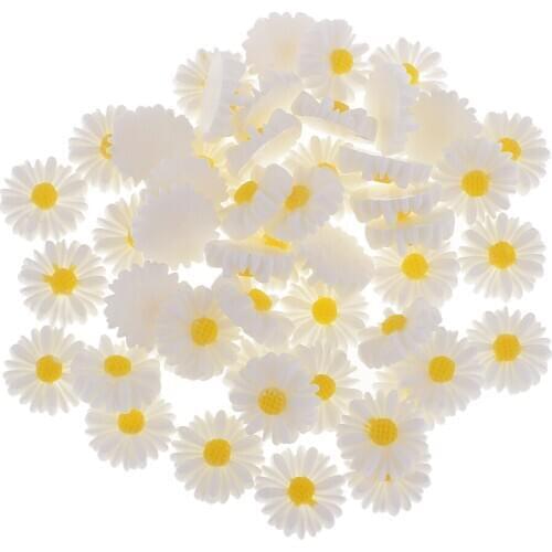 50 Lots Resin Flower Flatback Cabochon for DIY Hair Bow Center Craft