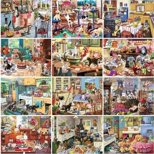 5D Diy Diamond Painting Cat Rhinestone Art Diamond Embroidery Dog Animal Pictures Cross Stitch Kitchen Home Decorations Gifts