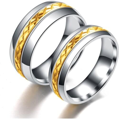 AsJerlya Fashion jewelry wholesale 8mm Tire Tread Style Grooved Ring Men Jewelry Rock Punk Vintage Stainless Steel Party Jewelry